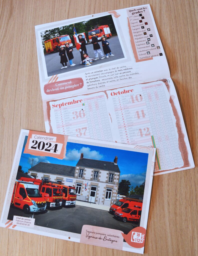 design calendrier de pompiers